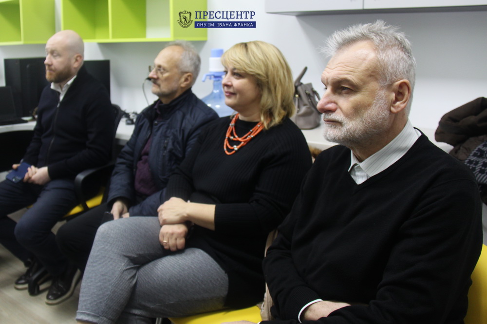 Guests and event participants in a classroom of the LNU Artificial Intelligence Technology Laboratory